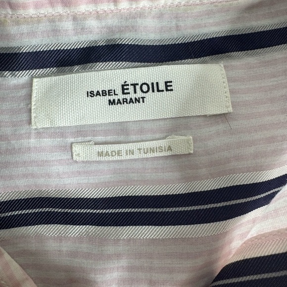 Isabel Marant Etoile Satchell Button Down Top 38 Striped Light Pink - Picture 5 of 12